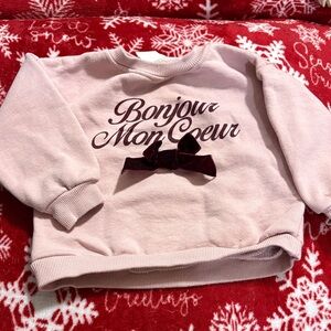 Zara Light Pink Kids Sweatshirt with Bow
